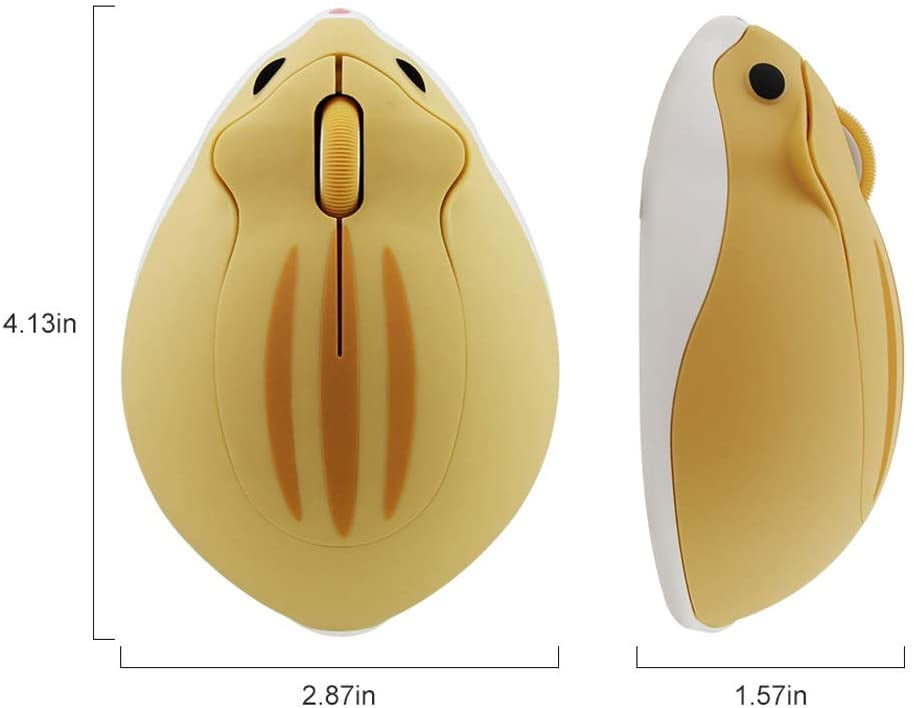 Super Cute Hamster Wireless USB Mouse Portable Mini Mouse 2.4Ghz Wireless 1200DPI Cute Hamster Creative Design Mice Yellow 