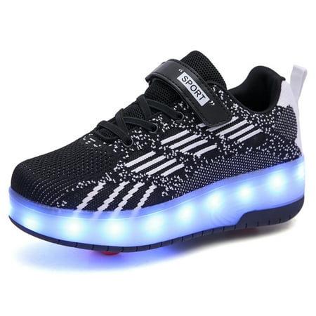 

KOFUBOKE Teen Roller Skates Double Wheel Roller Shoes Light Up LED shoe 13.5 size