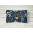 thumbnail image 2 of Caroline's Treasures BB5064PW1216 Blue Flowers Longhair Black and Tan Dachshund Canvas Fabric Decorative Pillow , 12H, 2 of 3
