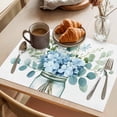 thumbnail image 3 of Teal Spring Floral Placemats Set of 8 Watercolor Summer Flowers Place Mats Indoor Wipeable Table Mats Washable Cloth Dining Table Placemats for Kitchen Holiday Party Home Decor 13x19 Inch, 3 of 9