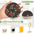 thumbnail image 6 of 6 Pcs Drink Coasters with Holder 3.94in Woven Coasters for Drinks Red Holly Berries Pattern Coaster Set for Protection Table, 6 of 7