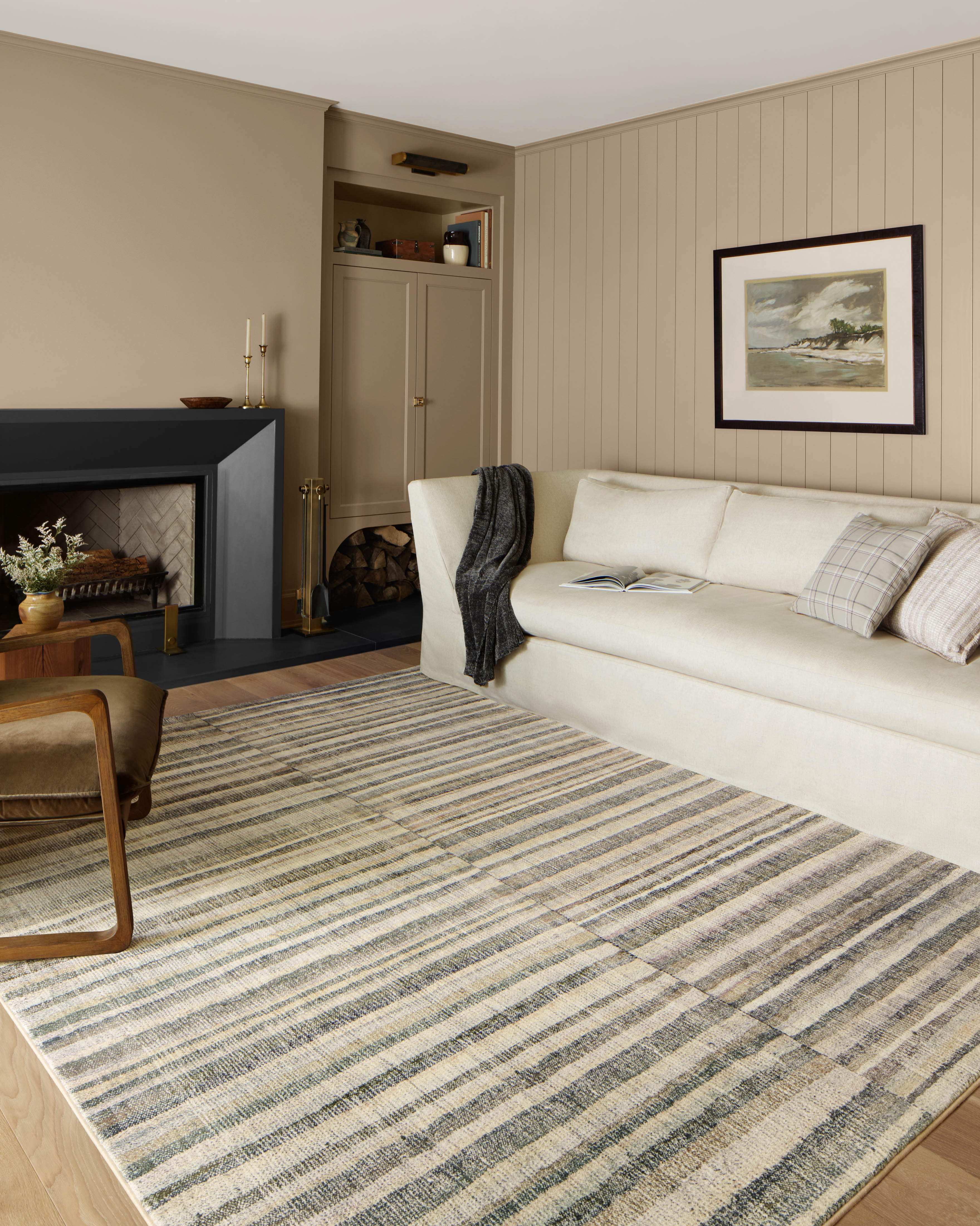 Chris Loves Julia x LoloiHumphrey Natural / Moss 2' x 3'-6" Rectangle Accent Rug