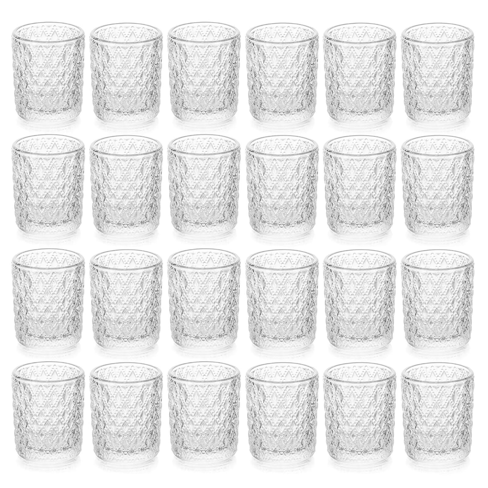 Glasseam Clear Glass Votive Candle Holders Bulk Set of 24 Vintage
