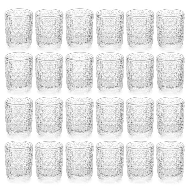 Glasseam Clear Glass Votive Candle Holders Bulk Set of 24 Vintage
