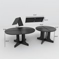 thumbnail image 6 of 59" Round Extendable Dining Table with Removable Leaf , Farmhouse Wooden Kitchen Table with X Shaped Base, Space Saving Dinner Table for Small Space, Living Room, Black, 6 of 6