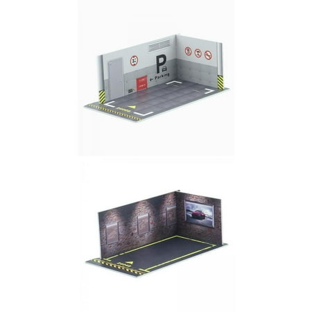 2pcs Car Model Diorama Parking Garage Display Gift Garage Model