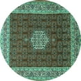 thumbnail image 1 of Ahgly Company Machine Washable Indoor Round Persian Turquoise Blue Traditional Area Rugs, 7' Round, 1 of 4