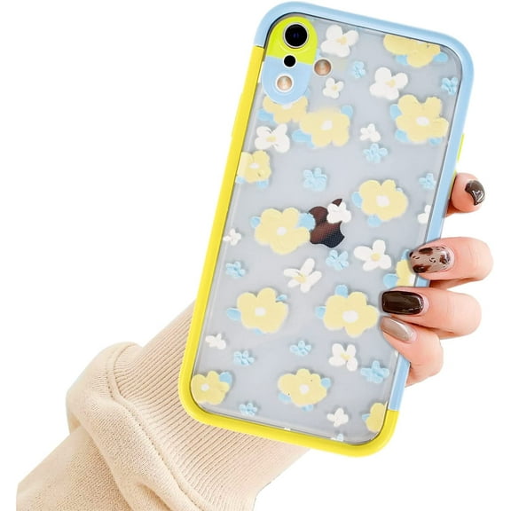 Compatible with iPhone XR Case for Women Girls,Soft TPU Hard Detachable PC Bumper Durable Flexible Case with Cute Floral Flower Pattern Protection Transparent Case for iPhone XR