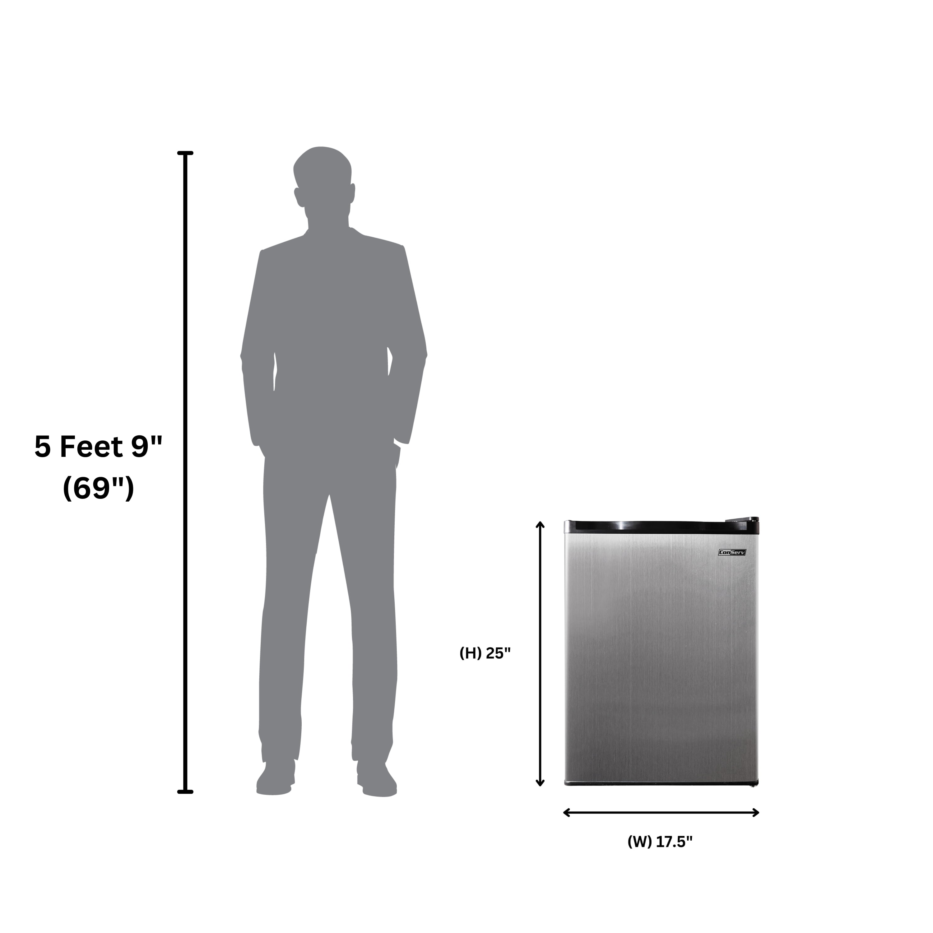Conserv 2.6 cu.ft. Compact Refrigerator-Stainless, Reversible Door
