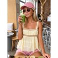 thumbnail image 5 of LMLYSoH Women's Babydoll Tank Tops Stylish Lace Trim Solid Color Loose Hem Square Neck Spaghetti Strap Sleeveless Camisoles, 5 of 9