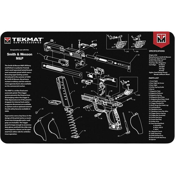 Tekmat Handgun S&W M&P Gun Cleaning Mat Black