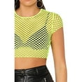thumbnail image 4 of Womens Sheer Mesh Fish Net Short Sleeve See Though Crop Top T-Shirt Blouse, 4 of 11