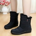 thumbnail image 3 of comerut Women Winter Waterproof Anti-Slip Plush Lining Mid Calf Snow Boots Warm Shoes, 3 of 8