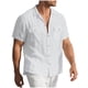 thumbnail image 5 of Ceisia Men's Relaxed Fit Short Sleeve Turndown Collar Slub Linen Shirt with Dual Chest Pockets White XXXL Gifts, 5 of 9