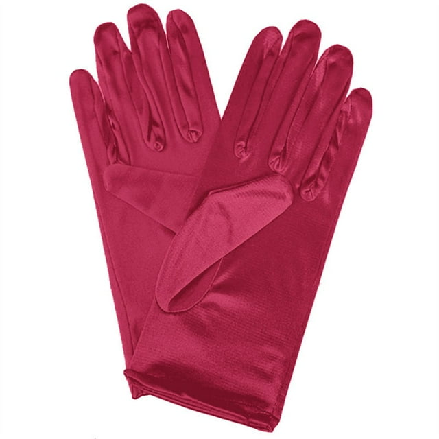 Gants Courts en Satin pour Femmes Gants de Mariée en Dentelle pour Fêtes Mariage Opera(Café)