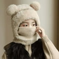 thumbnail image 2 of AWZXDE Kids Knit Hat Scarf One Piece With Ear And Nose Coverage Winter Hat Windproof Warm For Autumn And Cold Seasons Beige, 2 of 3