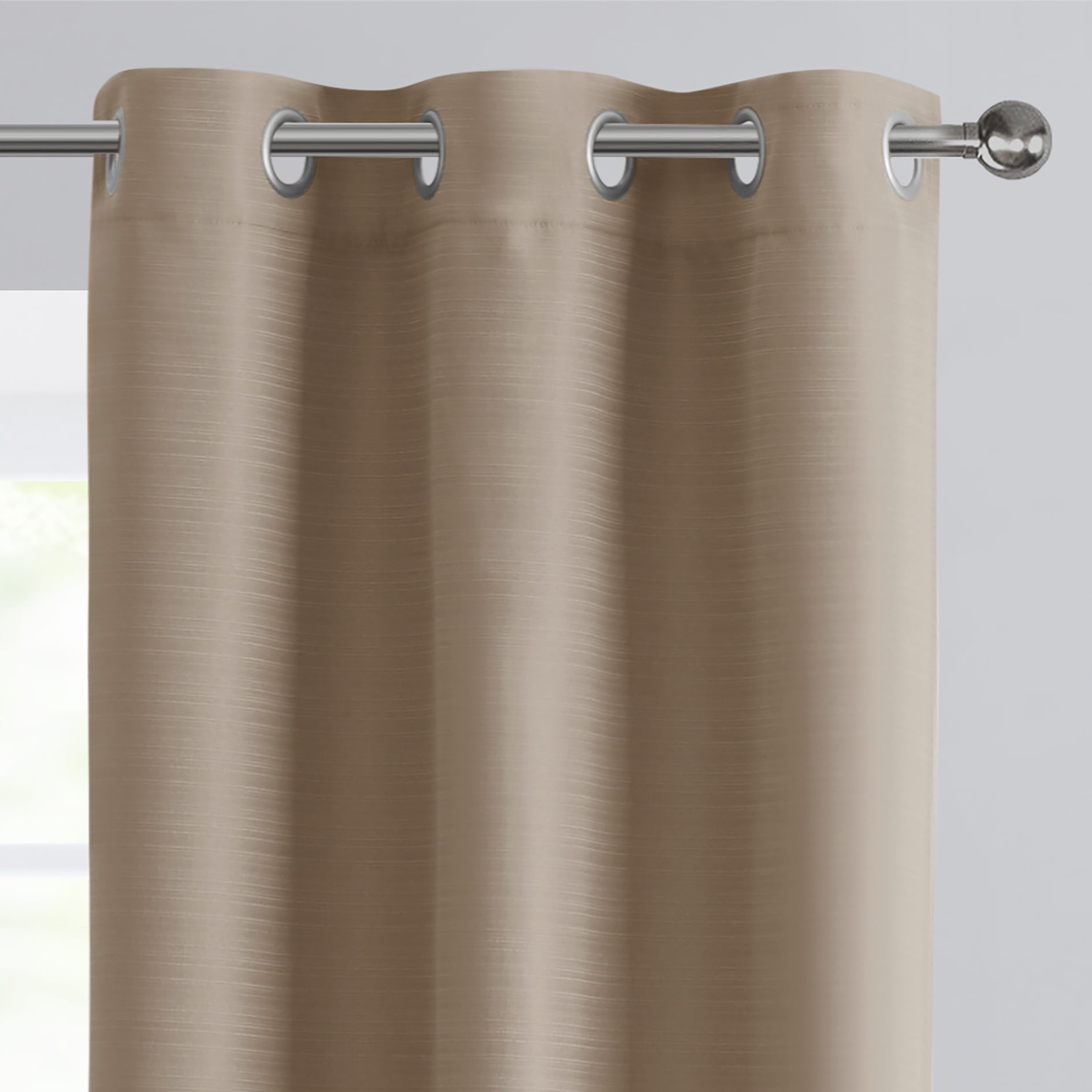 Serta So Dark 100% Blackout Beige Grommet Top Curtain Panel Pair, 37" x 84"
