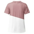 thumbnail image 4 of QLEICOM Women's Short Sleeve Tops Lace Hollow Out Strapless T-shirts Casual Loose Summer Crewneck Basic Tees Blouse Pink L, US Size:8, 4 of 4