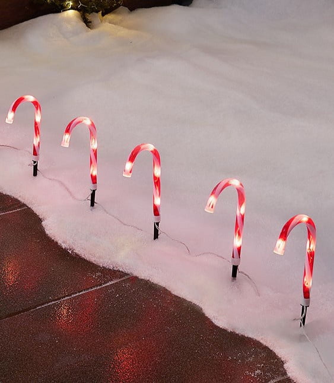 Indoor/Outdoor LED Light-Up Christmas Candy Cane Lawn Stakes, Red and White, 10 Count, by Holiday Time