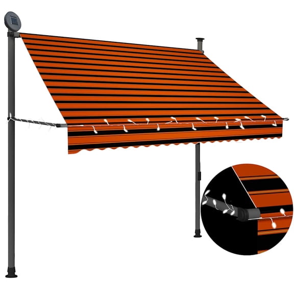 vidaXL Manual Retractable Awning with LED 78.7" Orange and Brown