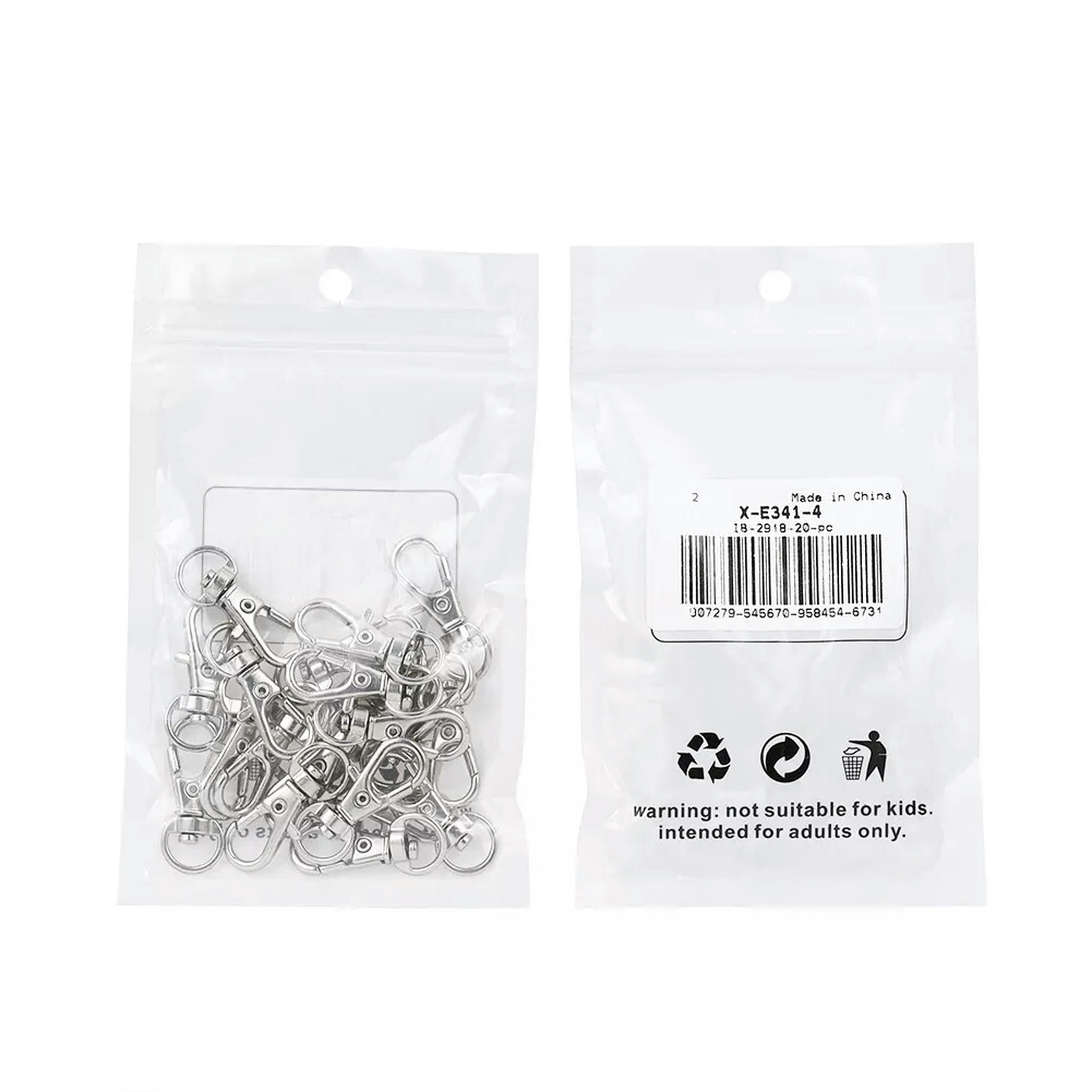 U8MO 500PC Alloy Swivel Lobster Claw Clasps Snap Hook Jewelry Making Platinum 32X13mm