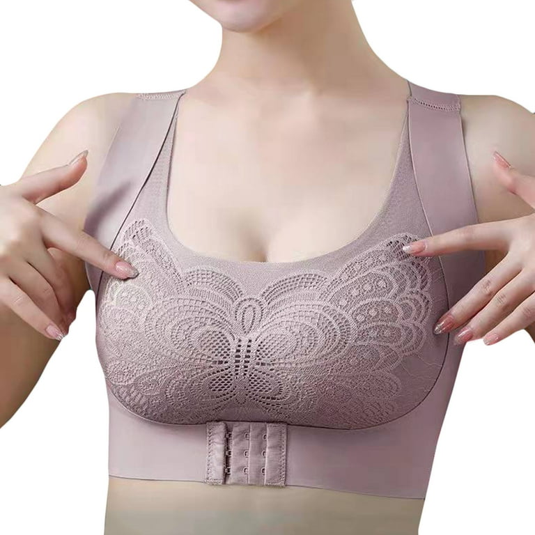 Front Closure Bras for Women Lightly Lined Comfort Bra Hides Back Fat Vest  Comfort Seamless T Shirt Bra for Everyday Bralette Plus Size Sports Bras  for Women : : Clothing, Shoes 