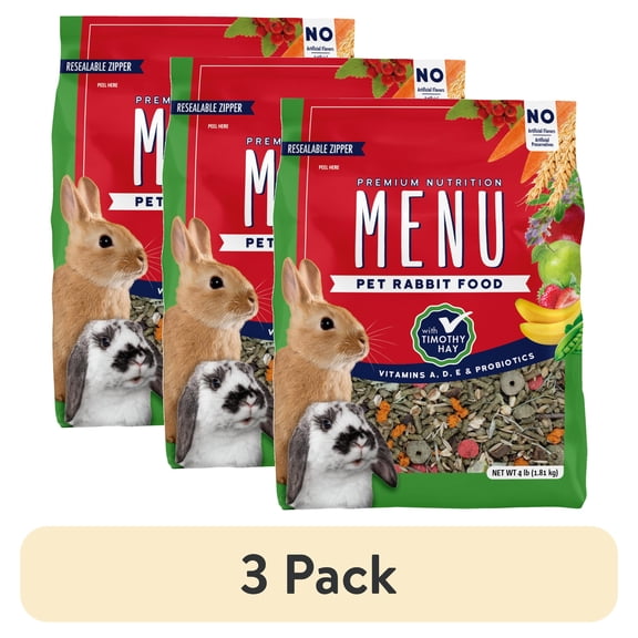 (3 pack) Vitakraft MENU Premium Rabbit Food 4 lb Bag