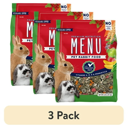 (3 pack) Vitakraft MENU Premium Rabbit Food 4 lb Bag