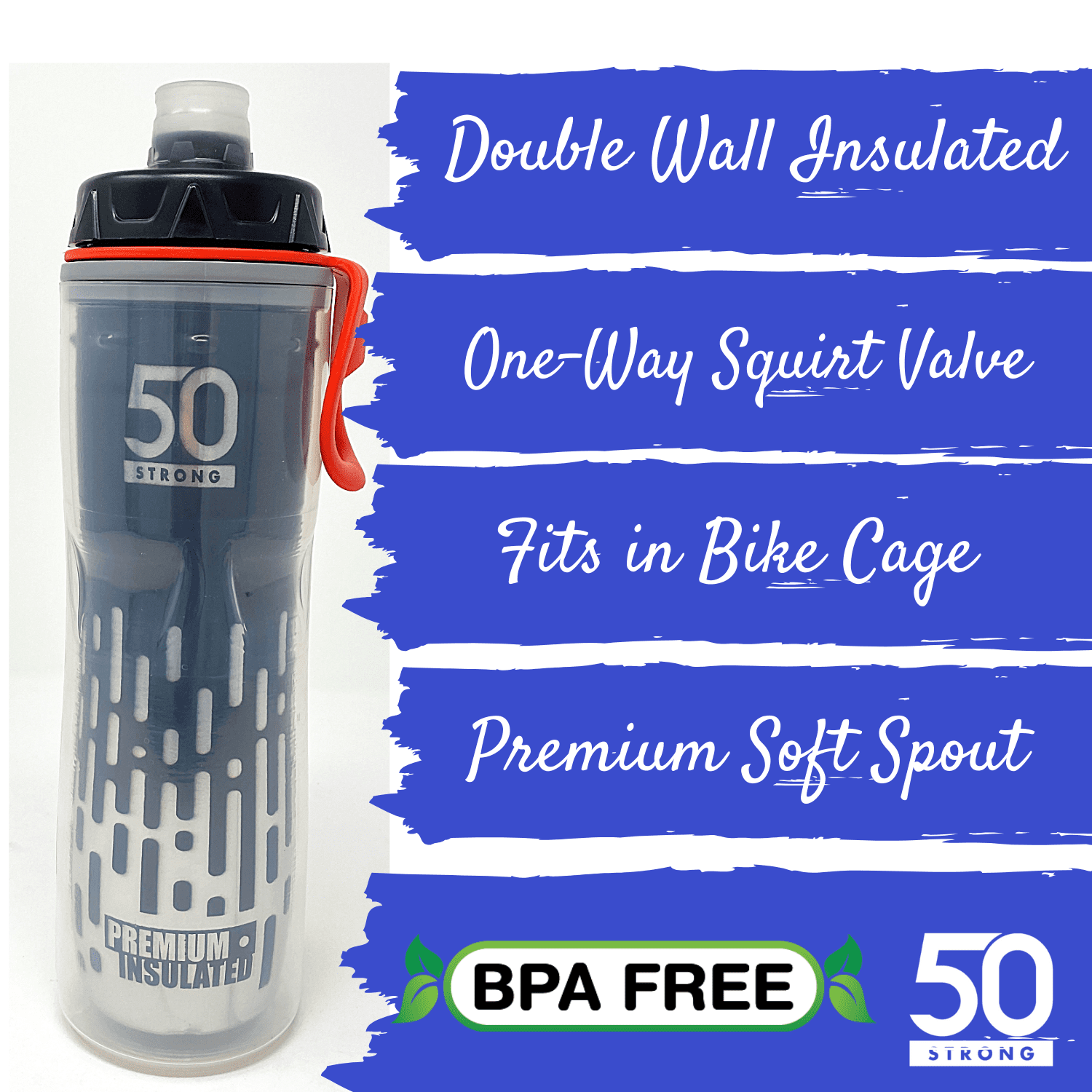 50 Strong Premium Insulated Water Bottle 24 oz