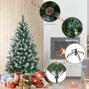 Pre-Lit Artificial Christmas Tree with Warm LED Lights, Pine Cones, 359-2136 Tips, Metal Stand, 4.5FT/6FT/7.5FT/9FT Easy Assembly for Home, Office, Holiday Decor