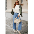 thumbnail image 4 of Arach&Cloz Women's Wool Blend Fall Sweaters Mock Neck Business Casual Outfits, 4 of 6