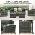 thumbnail image 3 of Cozyhom 8 Pieces Gray Wicker Rattan Patio Aluminum Sofa Furniture Set with Dark Gray Cushions, 3 of 8