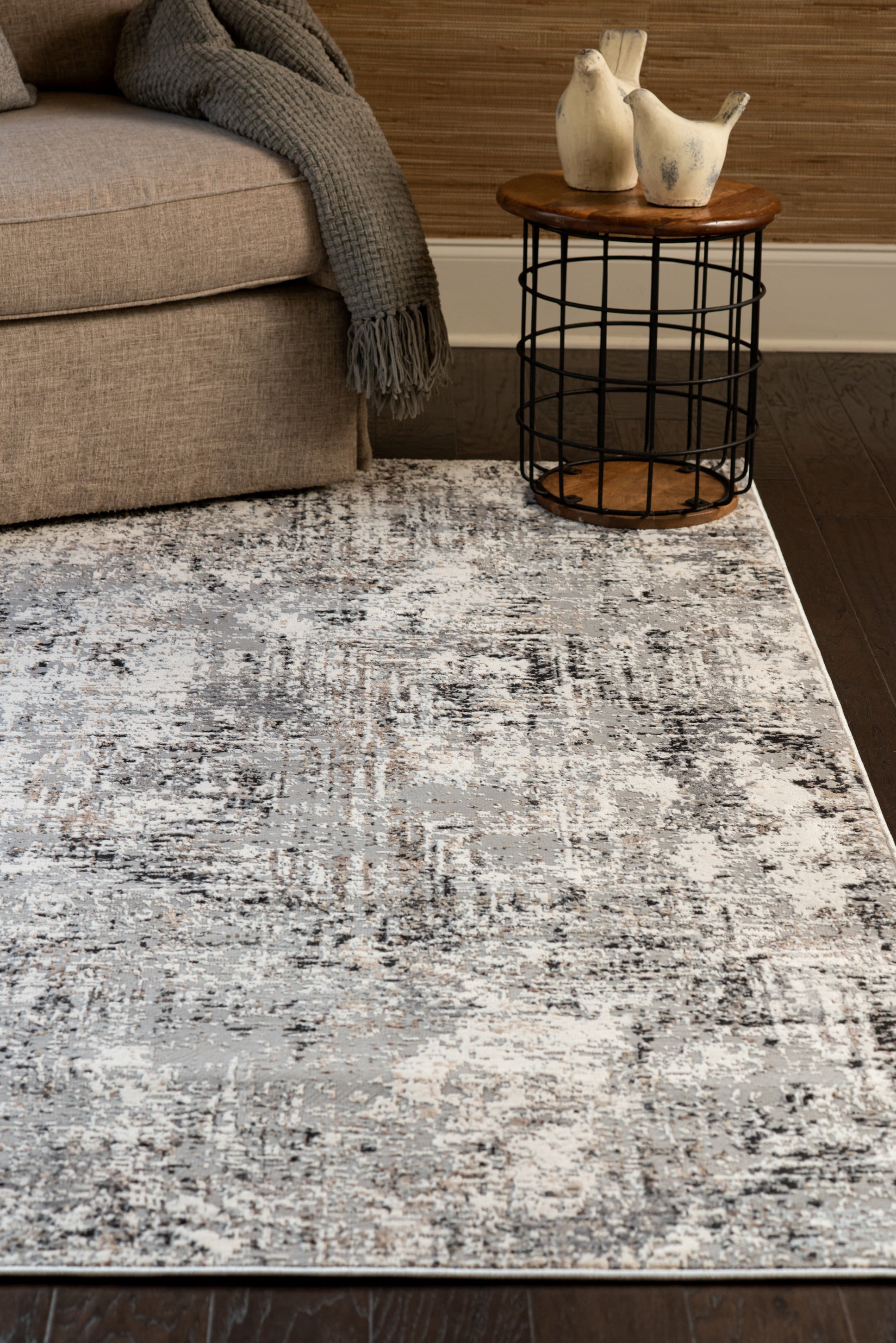 United Weavers Hyperion Telesto Transitional Abstract Round Area Rug, Charcoal, 7'10" x 7'10"