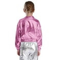 thumbnail image 2 of TiaoBug Kids Shiny Metallic Bomber Jacket Boys Girls Motorcycle Baseball Long Sleeve Zip Up Coats Pink 10, 2 of 7