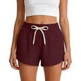 thumbnail image 5 of hlysgo Women's 3 inch Pj Shorts Soft Comfort Loose Fit Shorts Summer Lounge Sleeping Elastic Waist Short with Pocket Red,2xL, 5 of 6