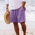 thumbnail image 2 of XPMWRP Men's SportsWear Shorts Casual Elastic Waist Drawstring Straight Leg Shorts Solid Color Pocket Shorts Purple S, 2 of 6