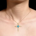 thumbnail image 3 of RYLOS Necklace Yellow Gold Plated Silver Cross Necklace with Gemstone &  Diamonds Pendant with 18" Chain 7X5MM TURQUOISE December Birthstone Womens Jewelry Silver Necklace For Women, 3 of 8
