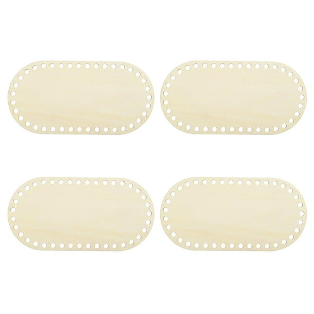 Uxcell 4Pcs Base de Cesta de Madera, 3.94x7.87" Ovalada Base Natural en Blanco para Cesta de Ganchillo