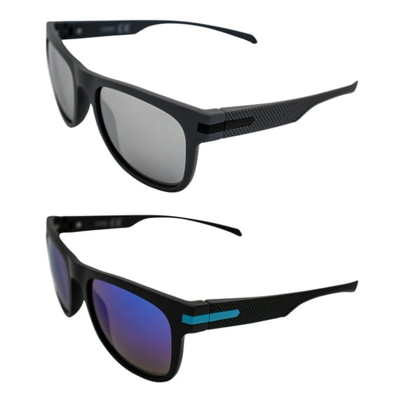 AlterImage Crash Sports Fashion Retro Sunglasses for Men or Women 2 Pair Gray & Black Frames w/Metal Accents Flash Mirror & G-Tech Blue Lenses