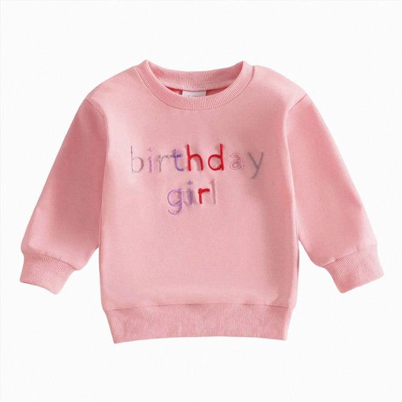 mgoYE Toddler Baby Fall Outfit Birthday Girl Crewneck Sweatshirt Tops Birthday Shirt Kids Spring Fall Clothes