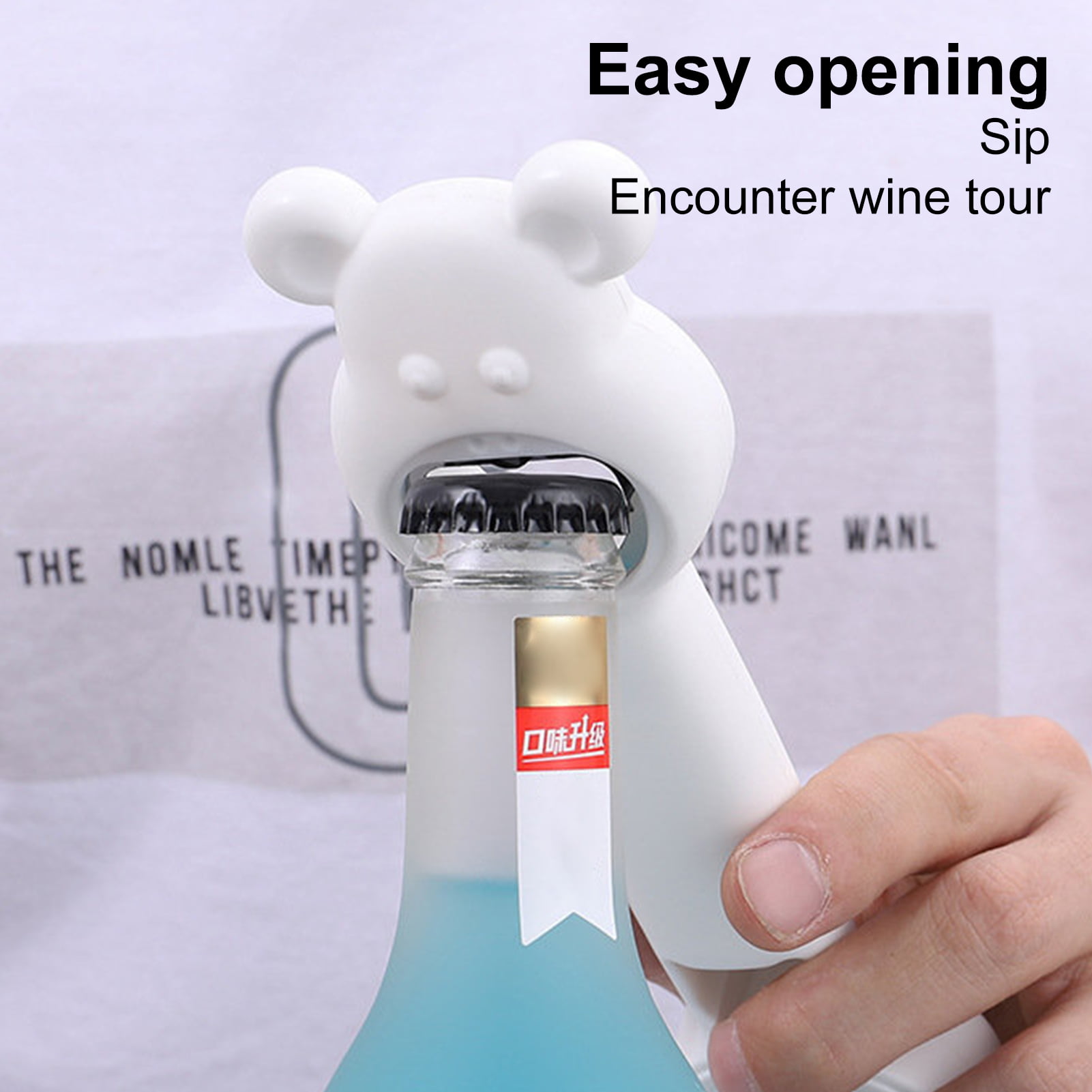 Farfi Can Opener with Hook Cartoon Shape Multifunctional 4-in-1 Beer Bottle  Opener Kitchen Gadget for Household (Pink) 