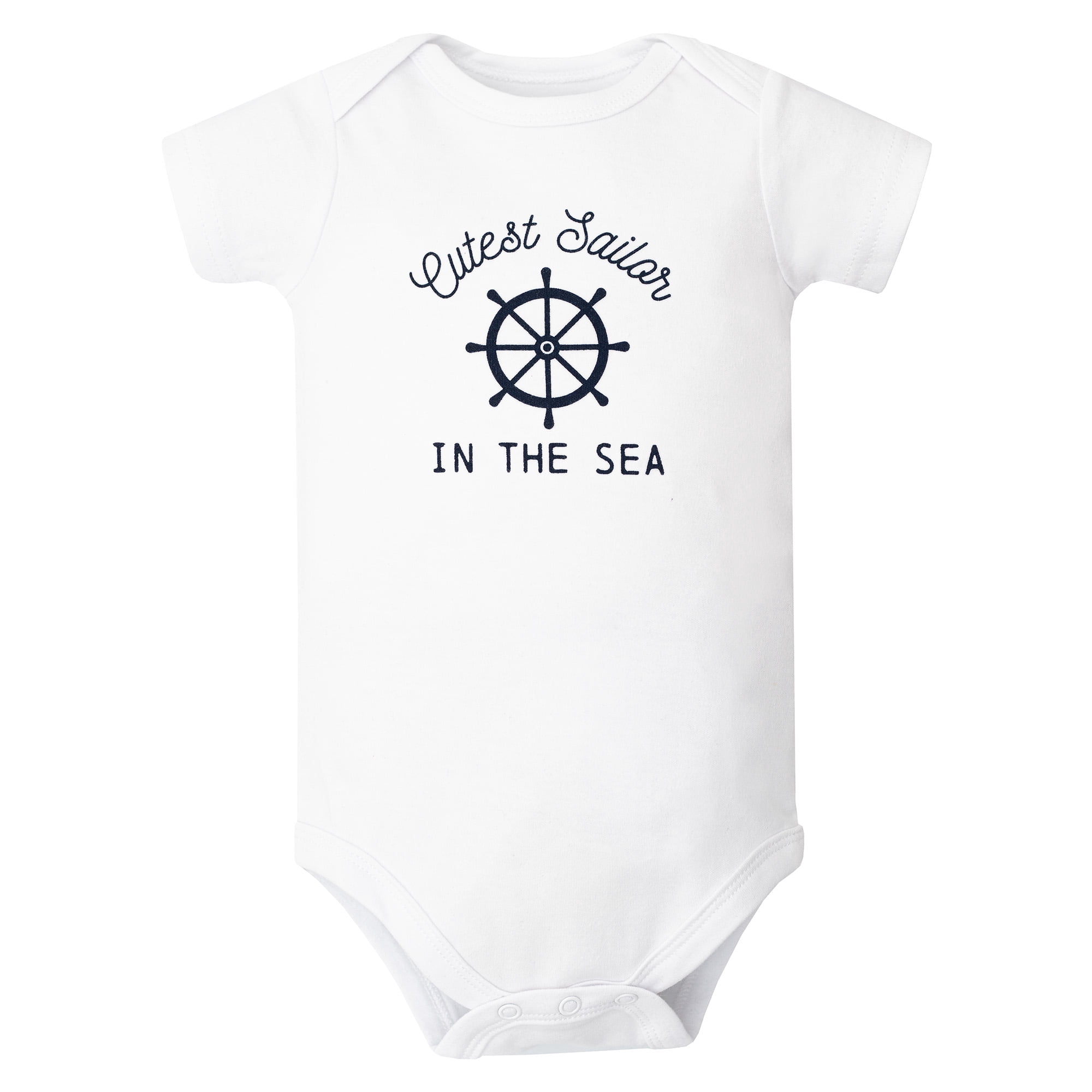 Hudson Baby Infant Boys Cotton Bodysuits 5-Pack, Nautical Anchor, 3-6 Months