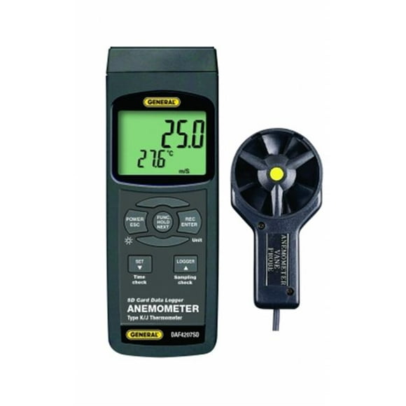 General Tools & Instruments Anémomètre-thermomètre DAF4207SD avec Carte Sd Formatée en Excel