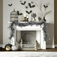 thumbnail image 2 of Lilixerw Artificial Hanging Vine,Halloween Christmas Fall Decor for Indoor Wall Fireplace Door,Black Leaf Rattan Ornament,71Inch, 2 of 8