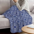 thumbnail image 3 of Navy Blue Blanket Soft Cozy Warm Throw Blanket for Couch, Plush Fuzzy Flannel Fleece Blankets for Sofa, Traditional Tribal Abstract Geometric Art Bed Blankets Lightweight Gifts for Women, 50"x80", 3 of 9