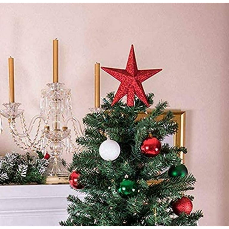 Cimier Sapin De Noël Etoile, AOBETAK Glitter Christmas Tree Top Decoration Star, Plastique Léger Xmas étoile Noel Décoration Ornements