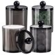 thumbnail image 4 of Nvzi Organizador de baño, soporte de boticario, bote de almacenamiento, frascos de baño de vidrio transparente, soporte para bolas de algodón, negro, 4 piezas, 4 of 4