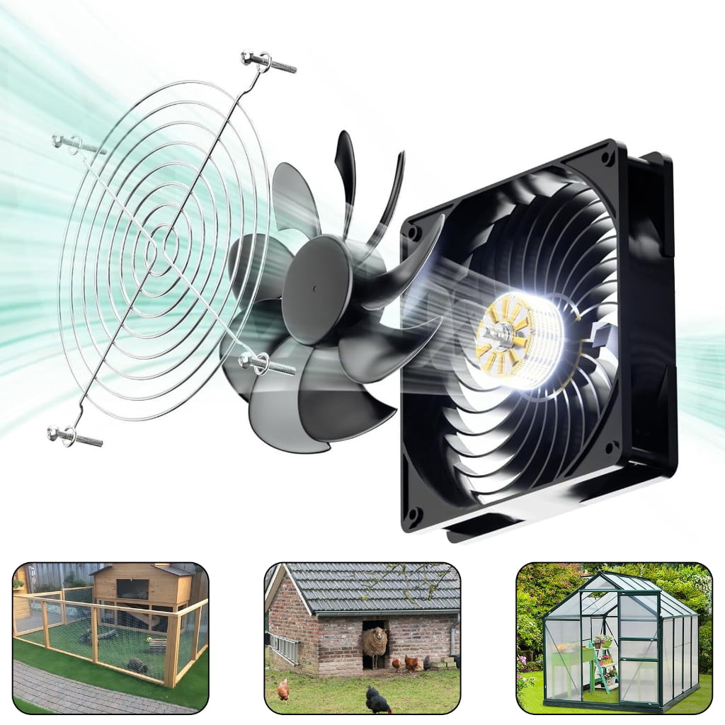 WINDLAND Greenhouse Air Circulation Solar Fan Set 15W 12V Monocrystalline Silicon Panel