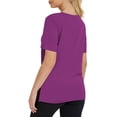 thumbnail image 2 of BTDECLAR Womens Short Sleeve Summer Tops V Neck Solid Color Basic Tshirts Slim Fitted Stretchy Casual Lightweight Athletic Workout Shirts, 2 of 5