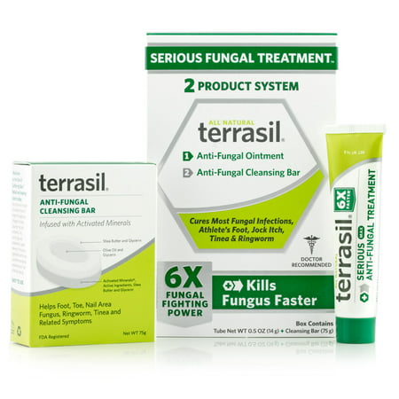 Terrasil® Antifungal Treatment 2-Product Anti-Fungal Ointment and Cleansing Bar System with All-Natural Activated Minerals® 6X Fungus Fighting Power (14gm tube and 75gm (Best Medicine For Skin Fungus)